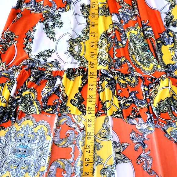 Elan Womens M Strapless Cover Dress Hi Low Stretch Orange Bold Tropical Beachy - Picture 4 of 8